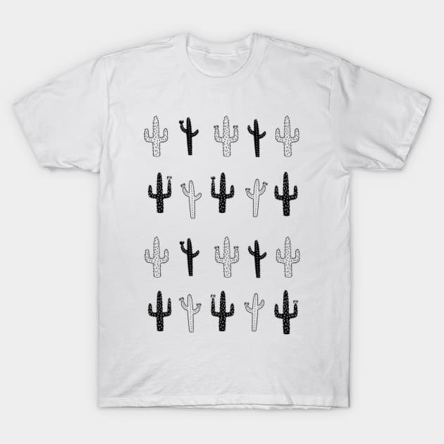 Black and White Cactus T-Shirt by nerdlkr